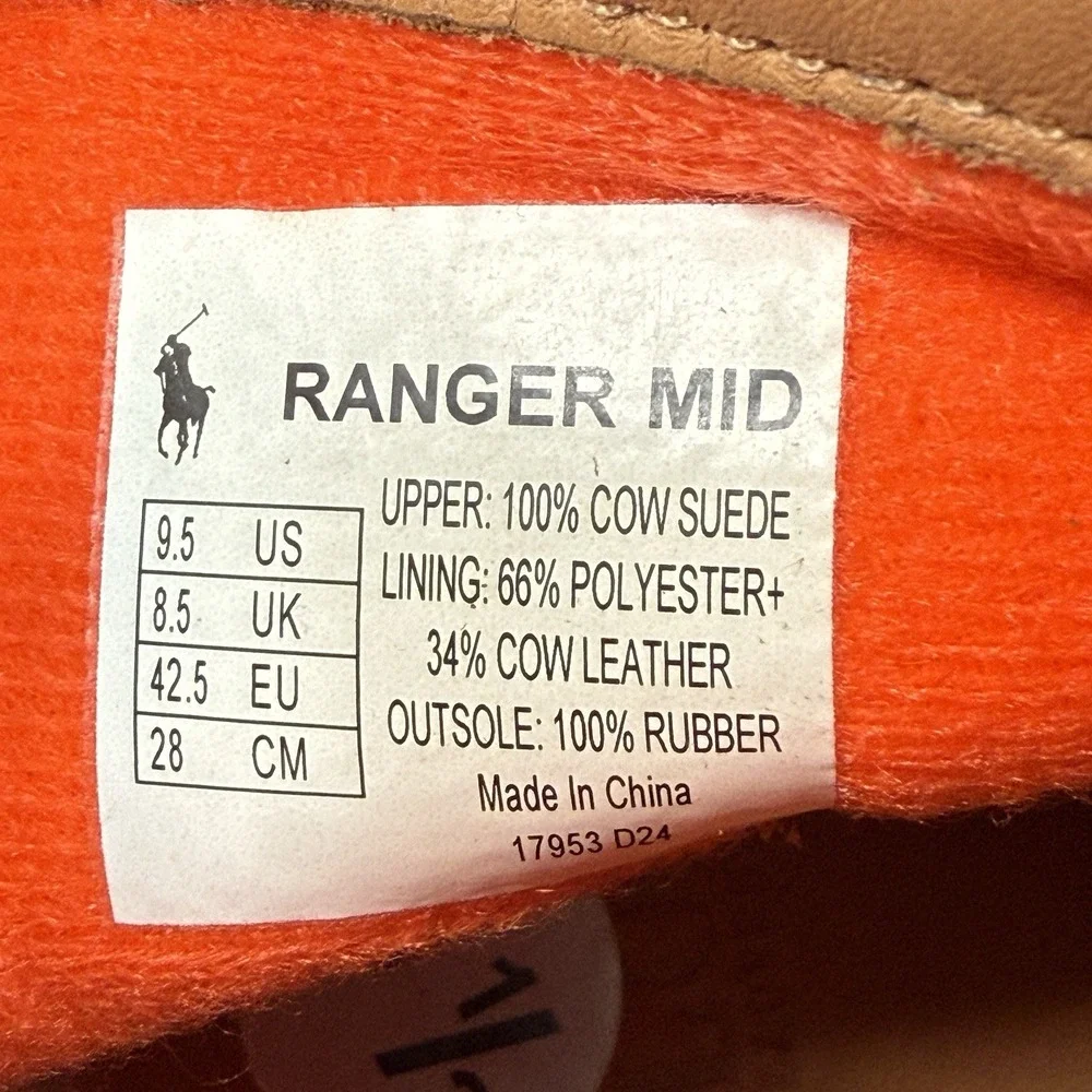 Polo‎ Ralph Lauren Ranger Mid Camo Suede Boots Taupe Mens Size 9.5 NEW